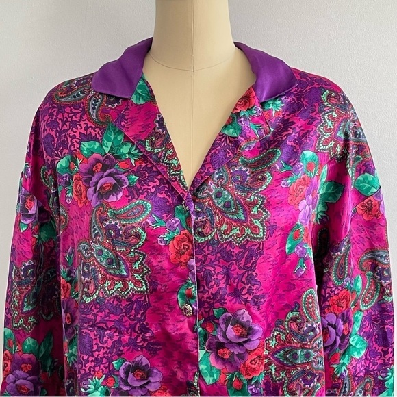Victorias Secret Gold Label Vintage Night Shirt- High/Low- Paisley- Size M/L - Picture 2 of 7